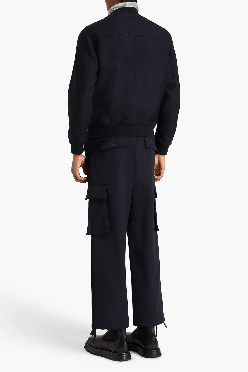 SANDRO Wool-blend twill bomber jacket