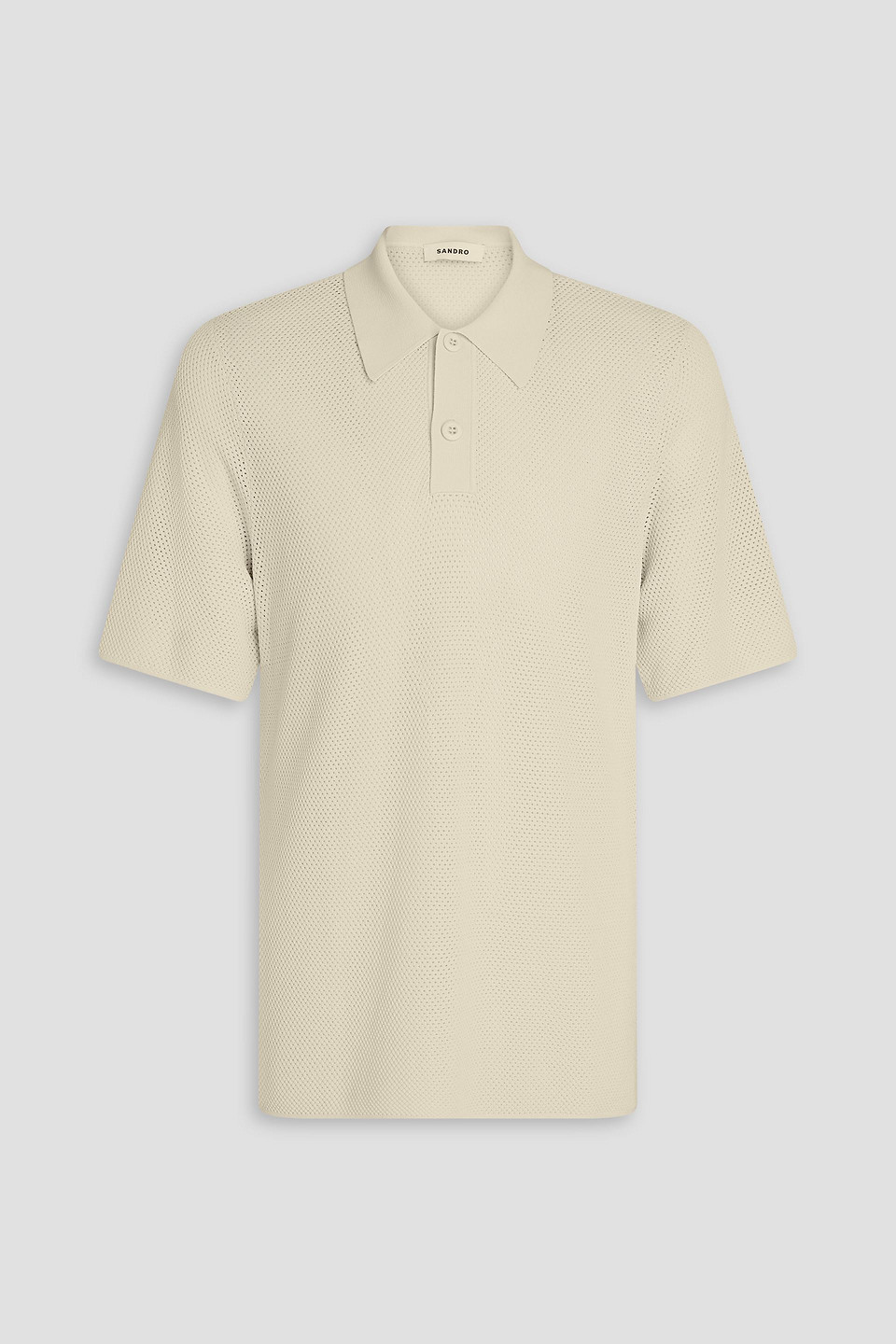 Sandro Poloshirt In Lochstrick In Creme
