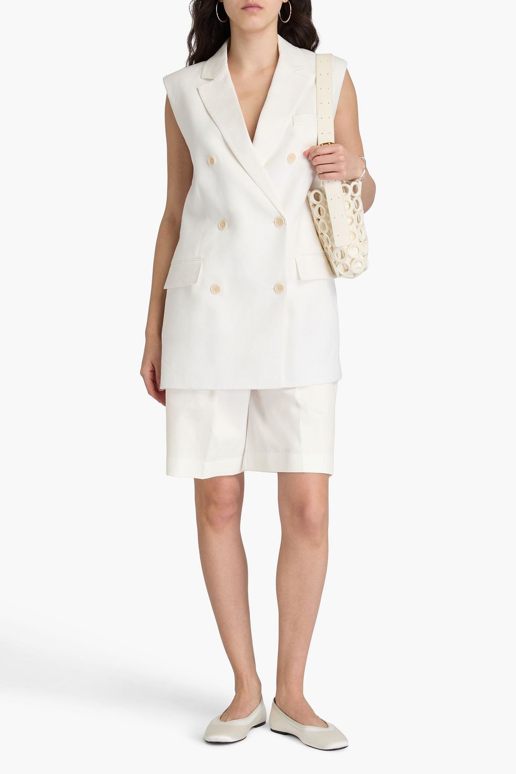 THEORY Double-breasted linen-blend gabardine vest