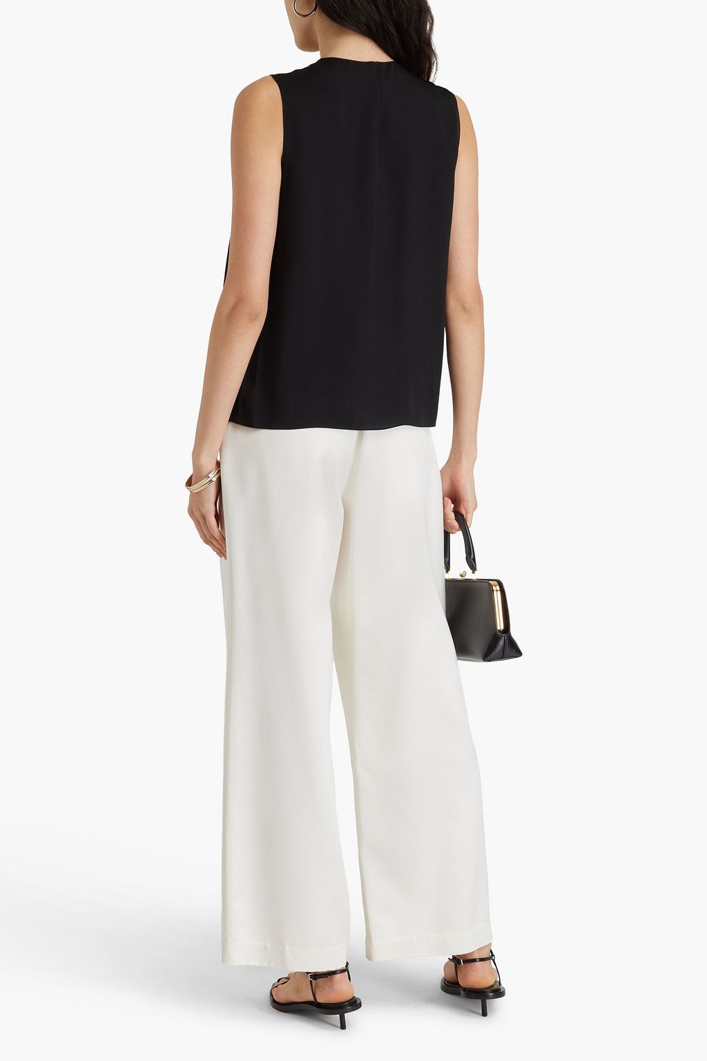 THEORY Pleated silk-satin top