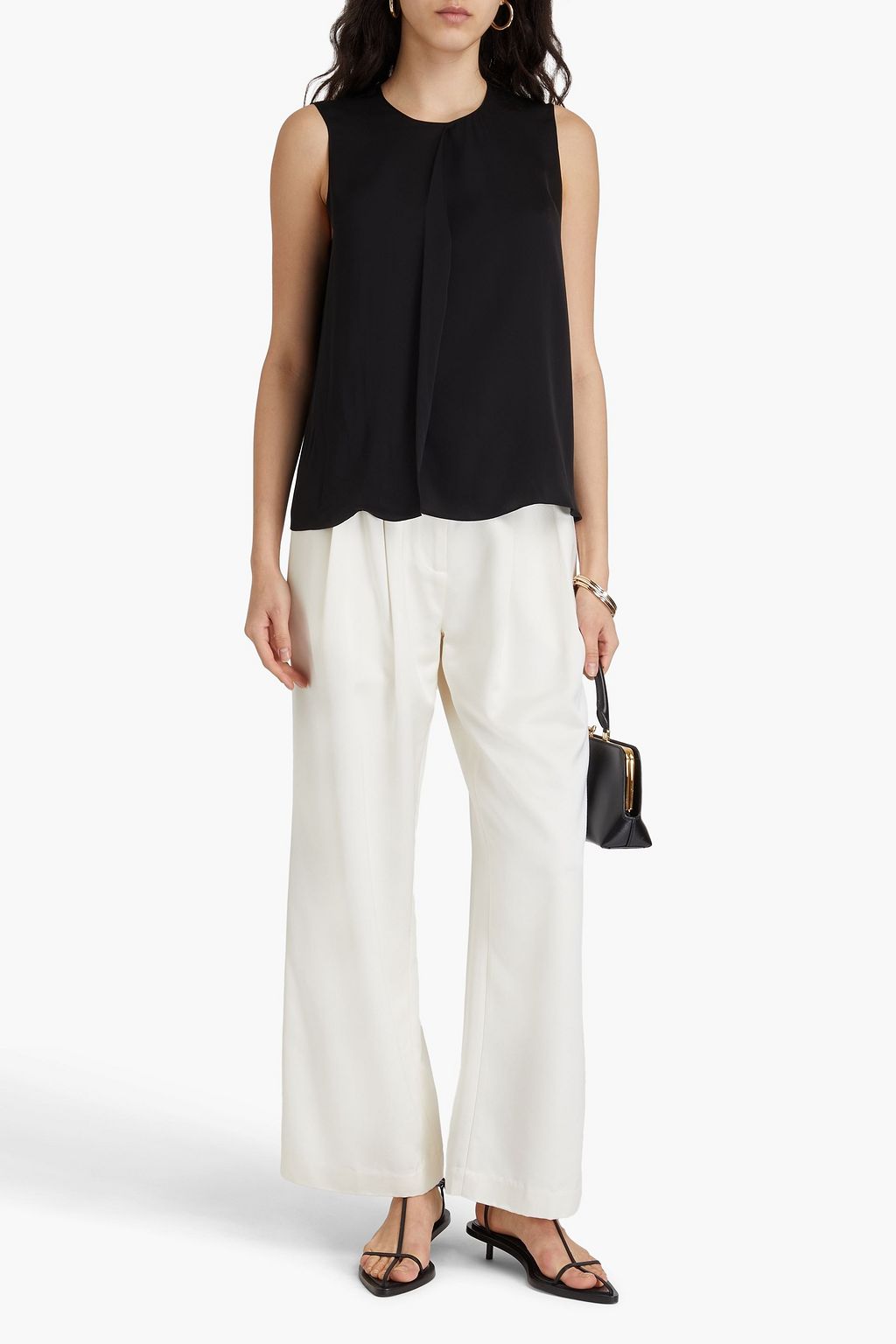 THEORY Pleated silk-satin top