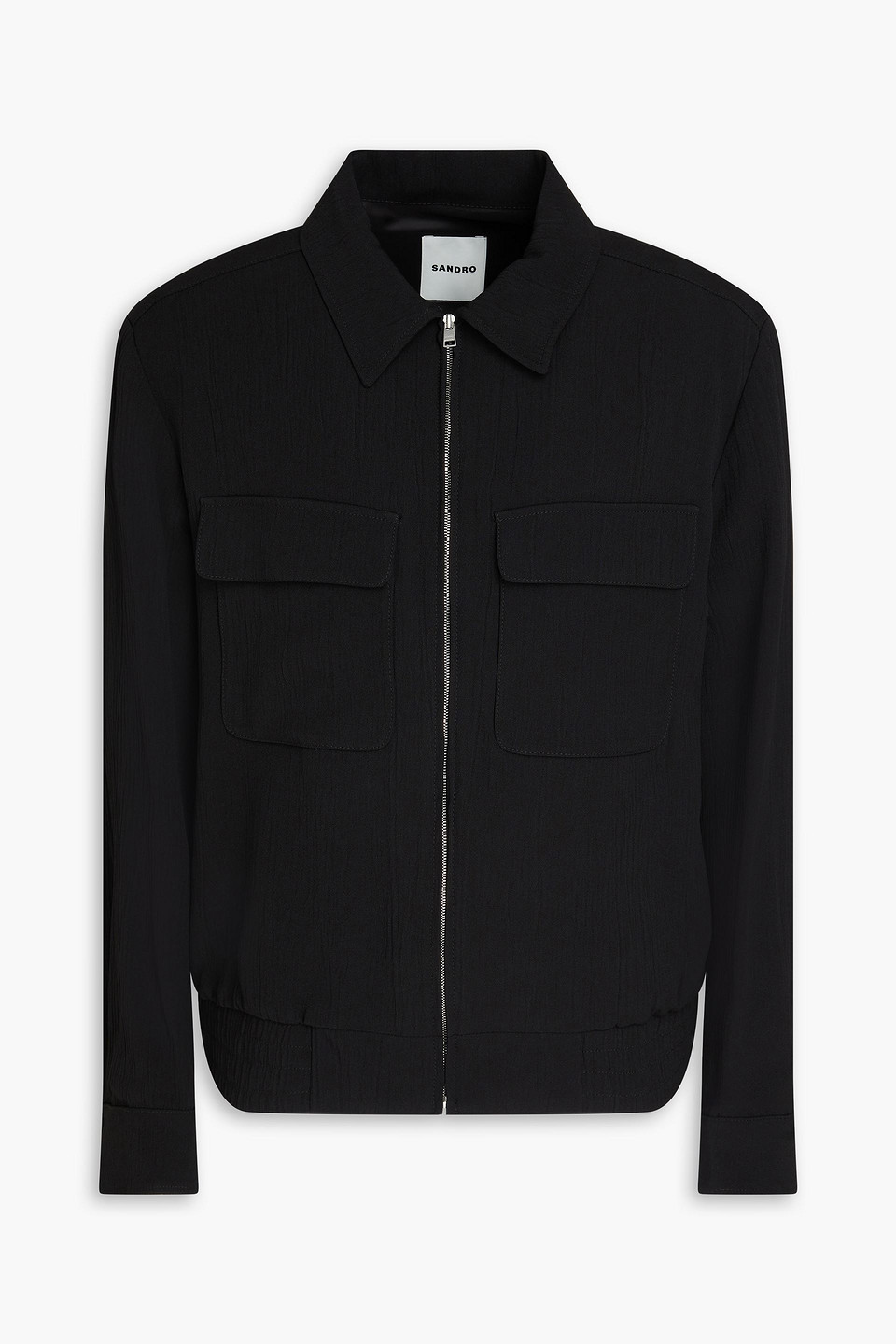 Sandro Crinkled Crepe Overshirt In Schwarz