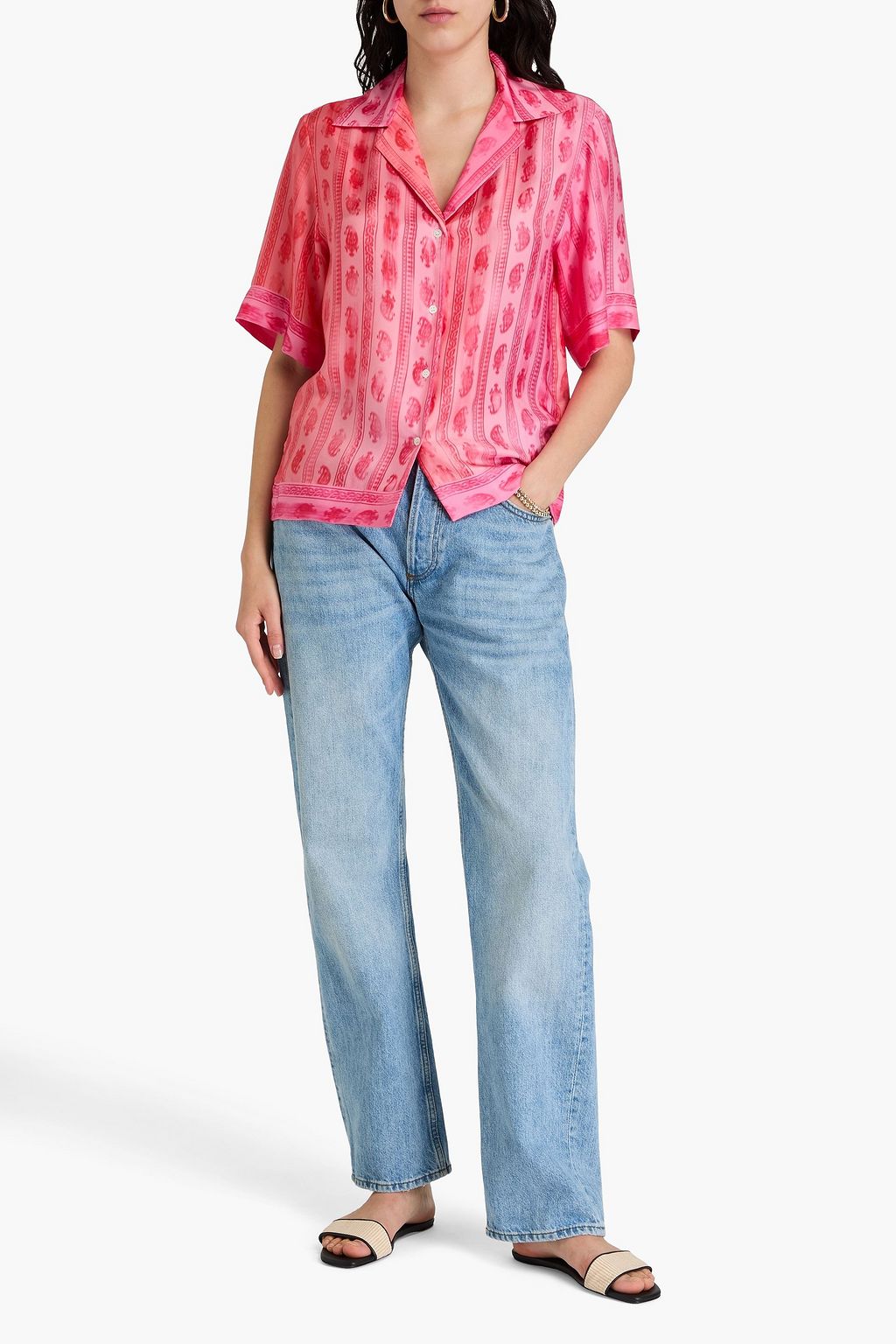 SANDRO Paisley-print silk-twill shirt