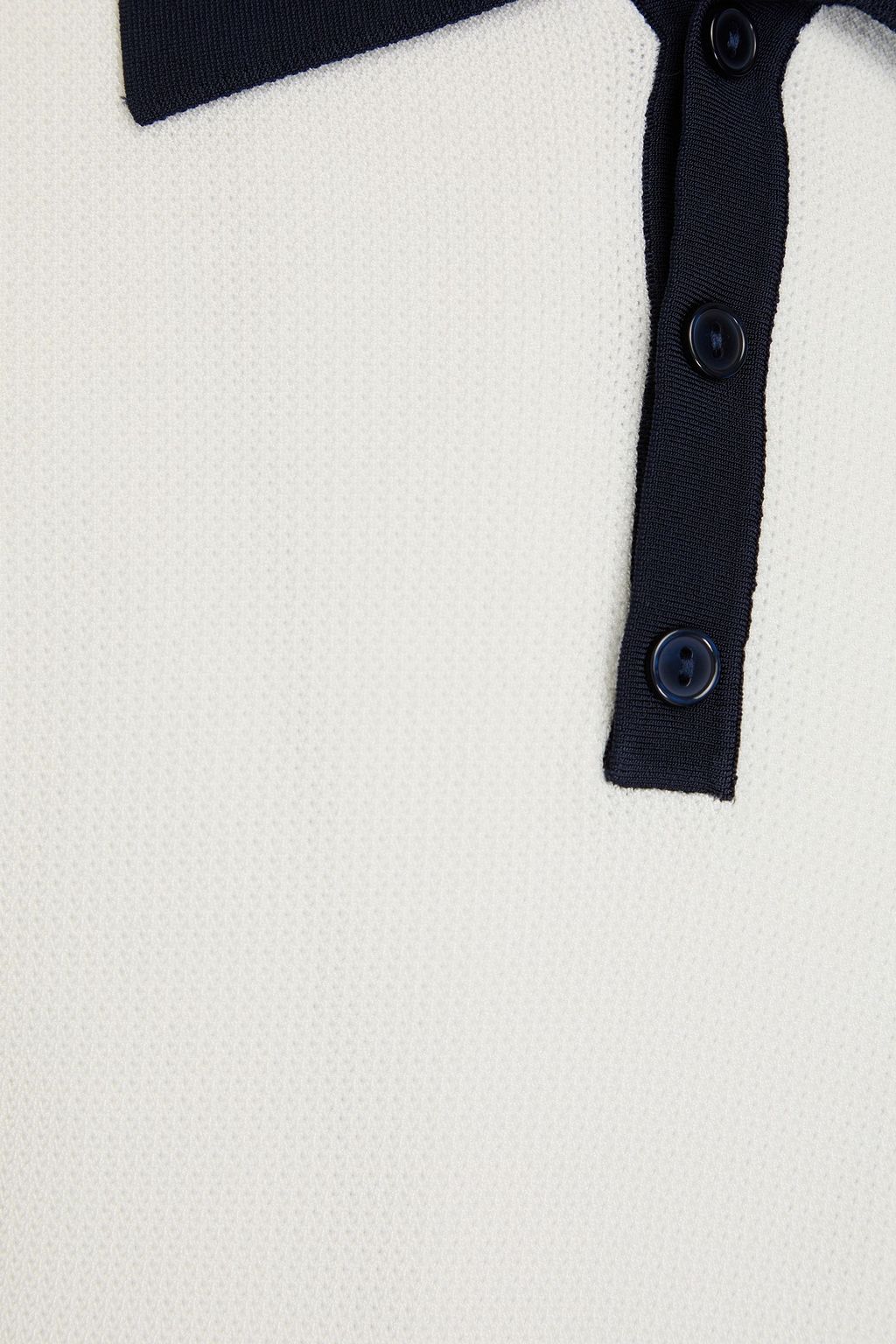 SANDRO Two-tone pointelle-knit polo shirt