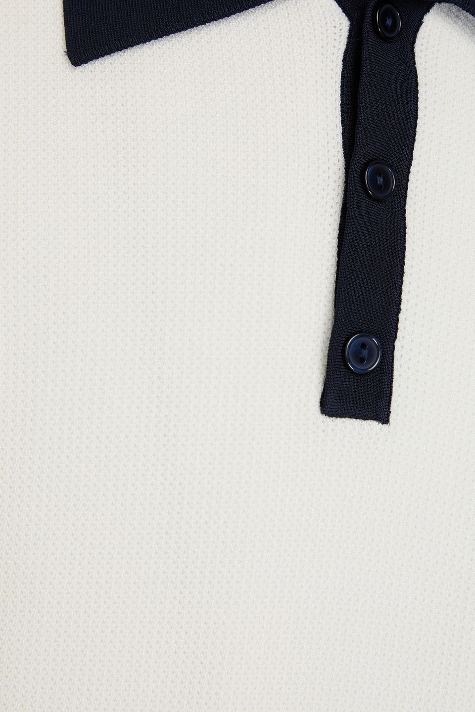 Sandro Zweifarbiges Poloshirt In Pointelle-strick In Off-white
