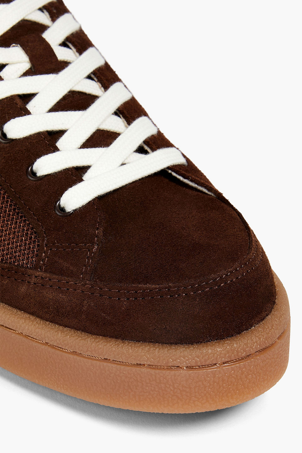 Sandro Two-tone Mesh, Leather And Suede Sneakers In Schokolade