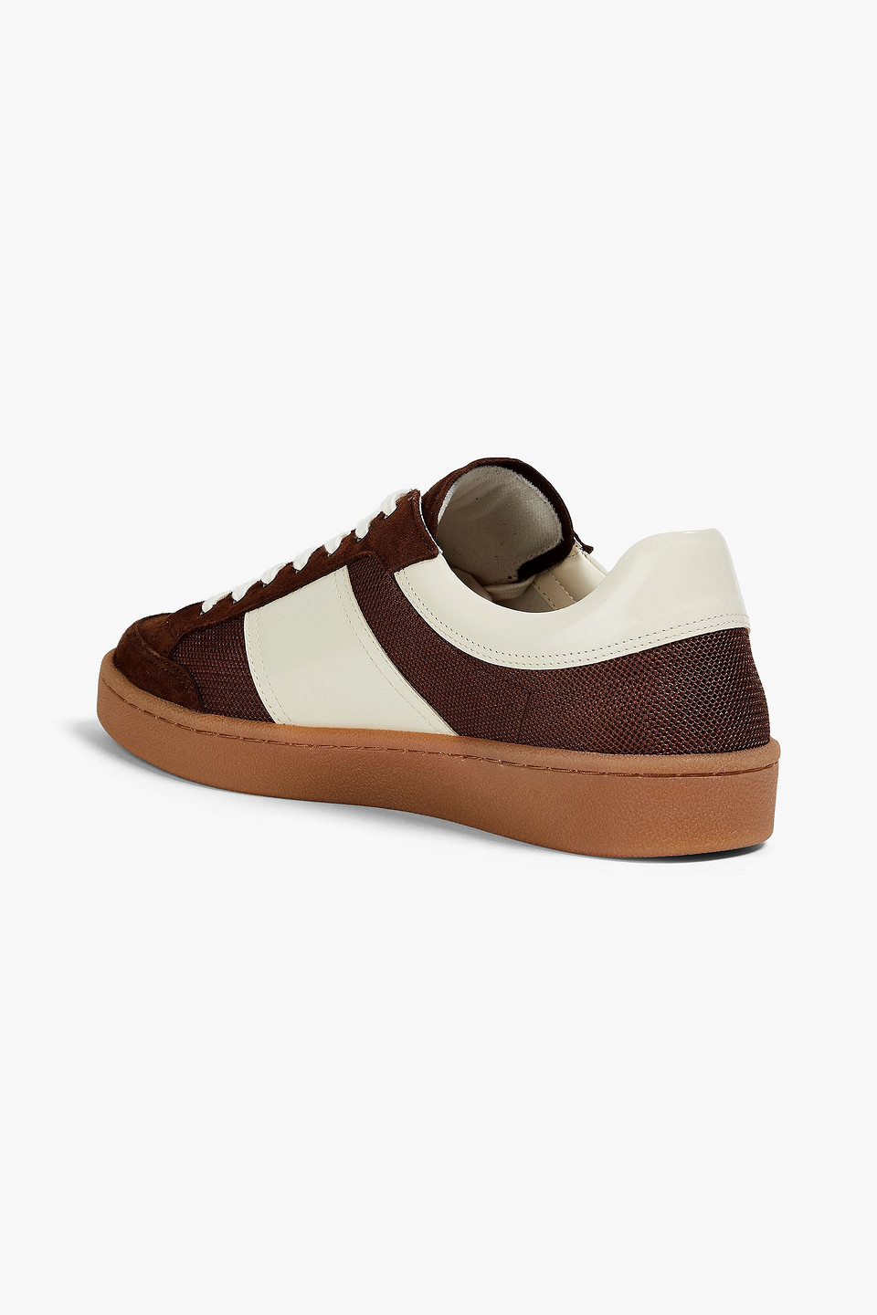 Sandro Two-tone Mesh, Leather And Suede Sneakers In Schokolade