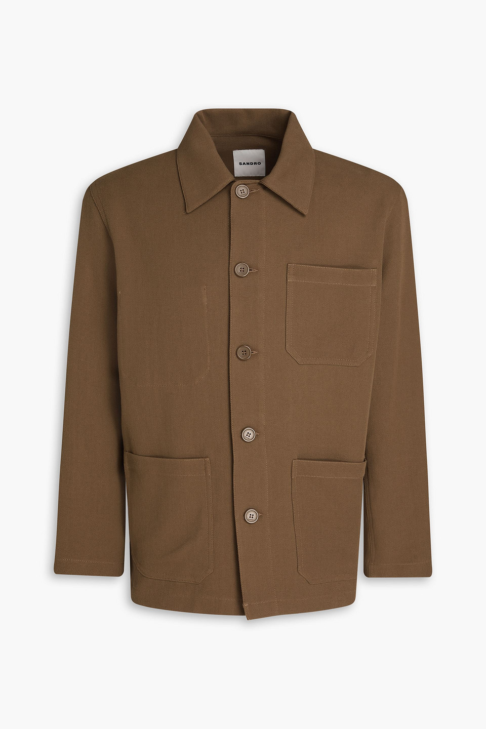 sandro - cotton-twill overshirt - green - s
