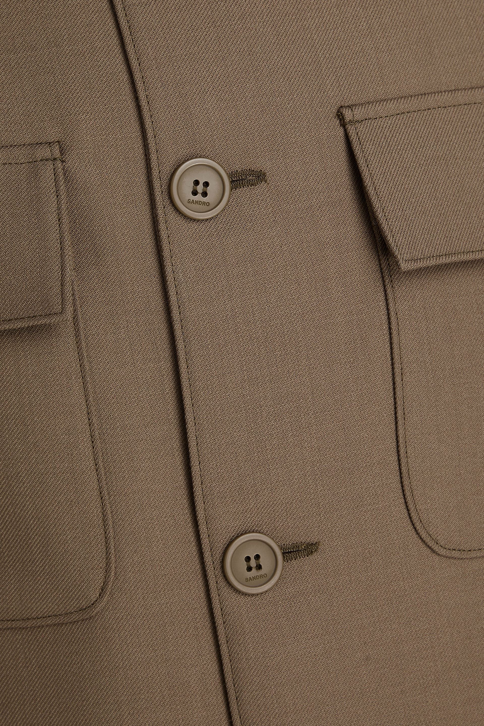 Sandro Overshirt Aus Twill In Military-grün