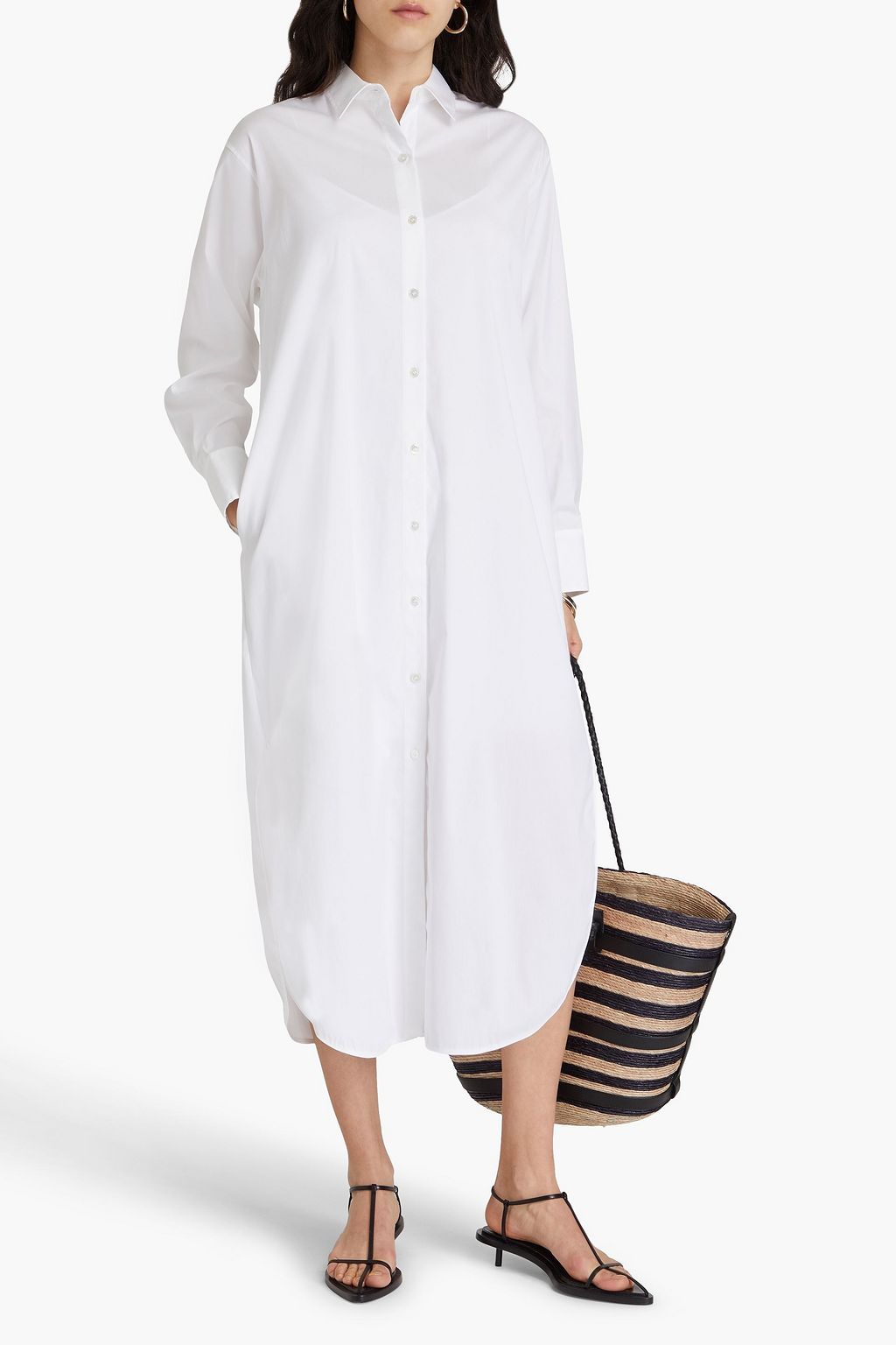 THEORY Hemdkleid aus Popeline aus einer Baumwollmischung in Midilänge