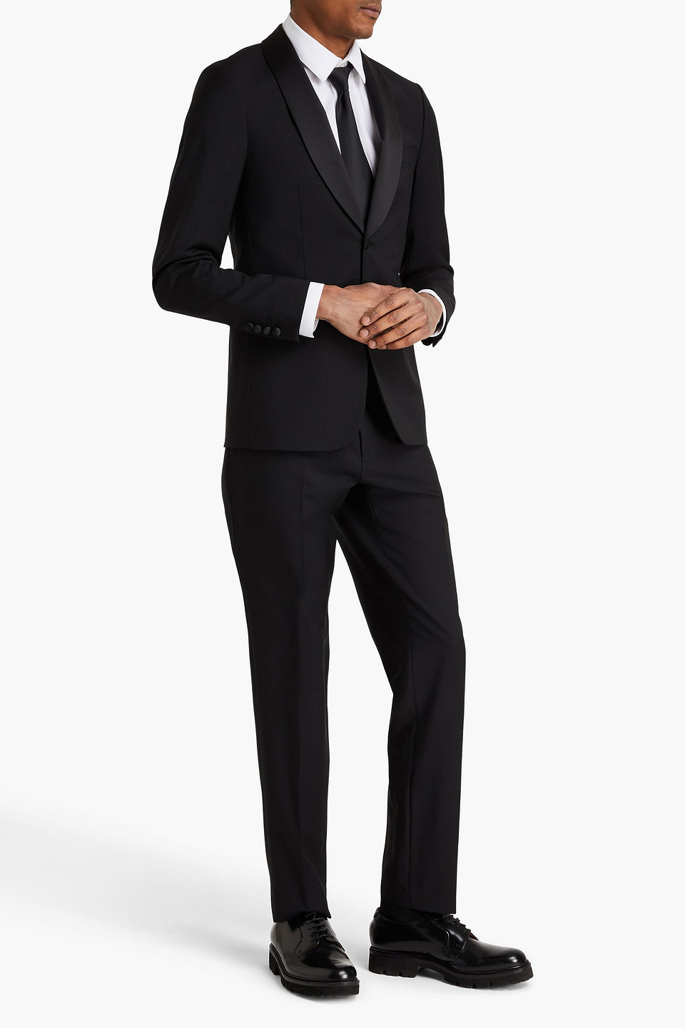 Sandro Smokingjacke Aus Einer Woll-mohairmischung In Schwarz