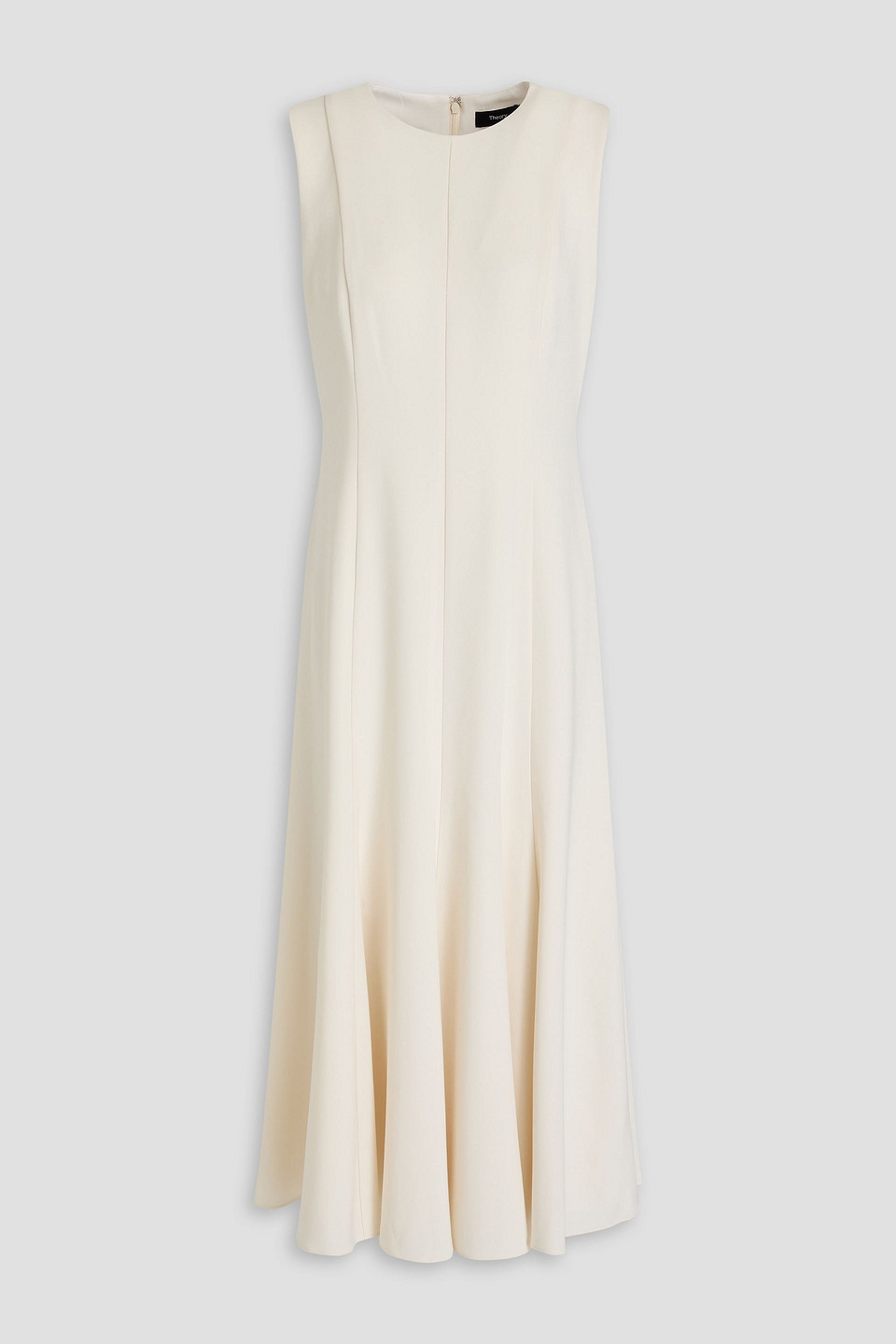 theory - fluted crepe midi dress - white - us 12