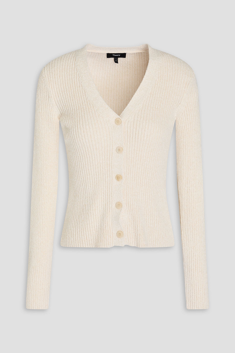 Theory Cardigan Aus Rippstrick Aus Einer Baumwollmischung In Elfenbein