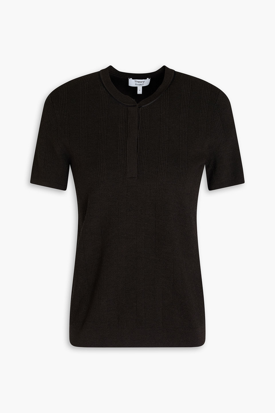 Theory Poloshirt Aus Rippstrick In Dunkelbraun
