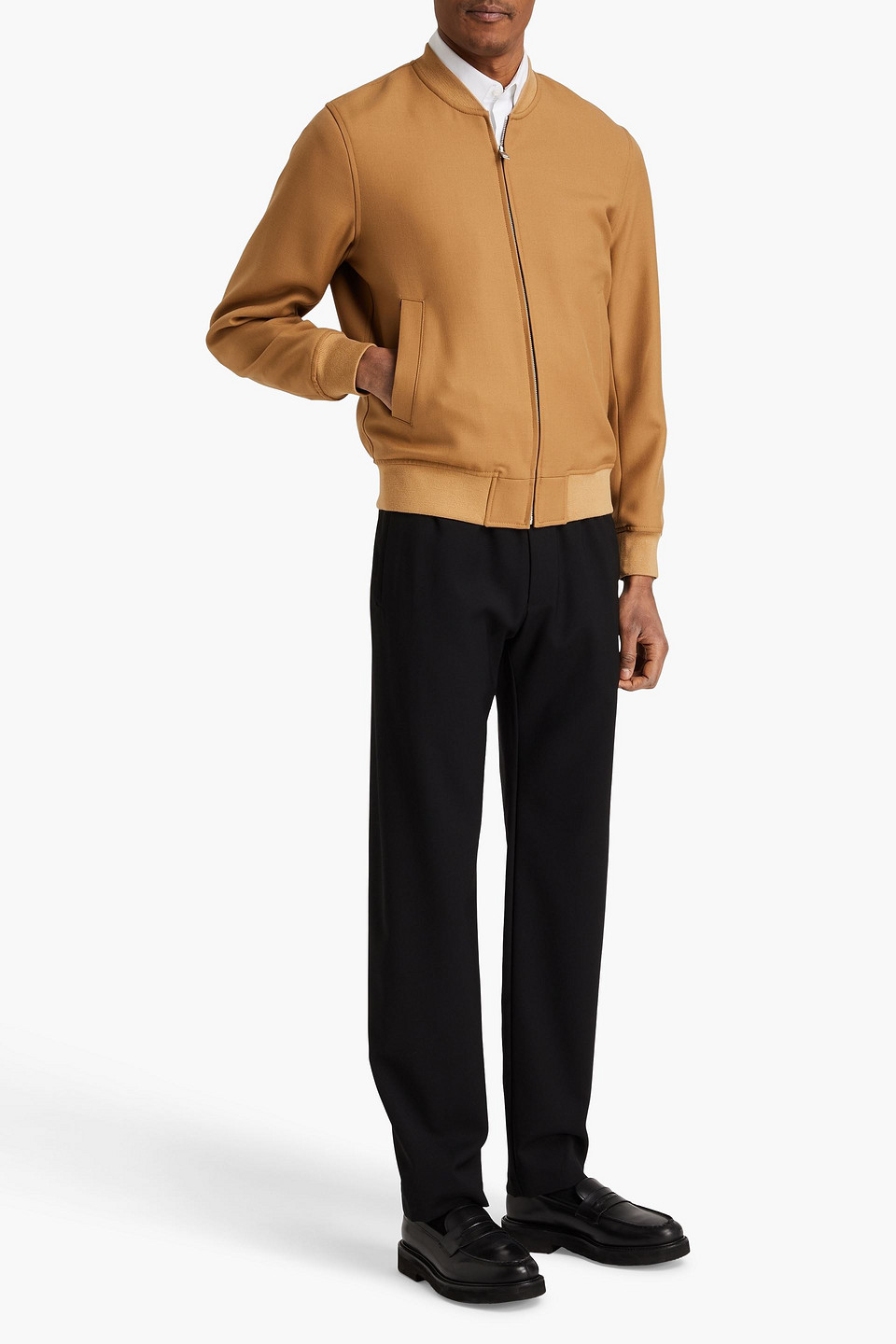 Sandro Bomberjacke Aus Twill Aus Einer Wollmischung In Camelfarben