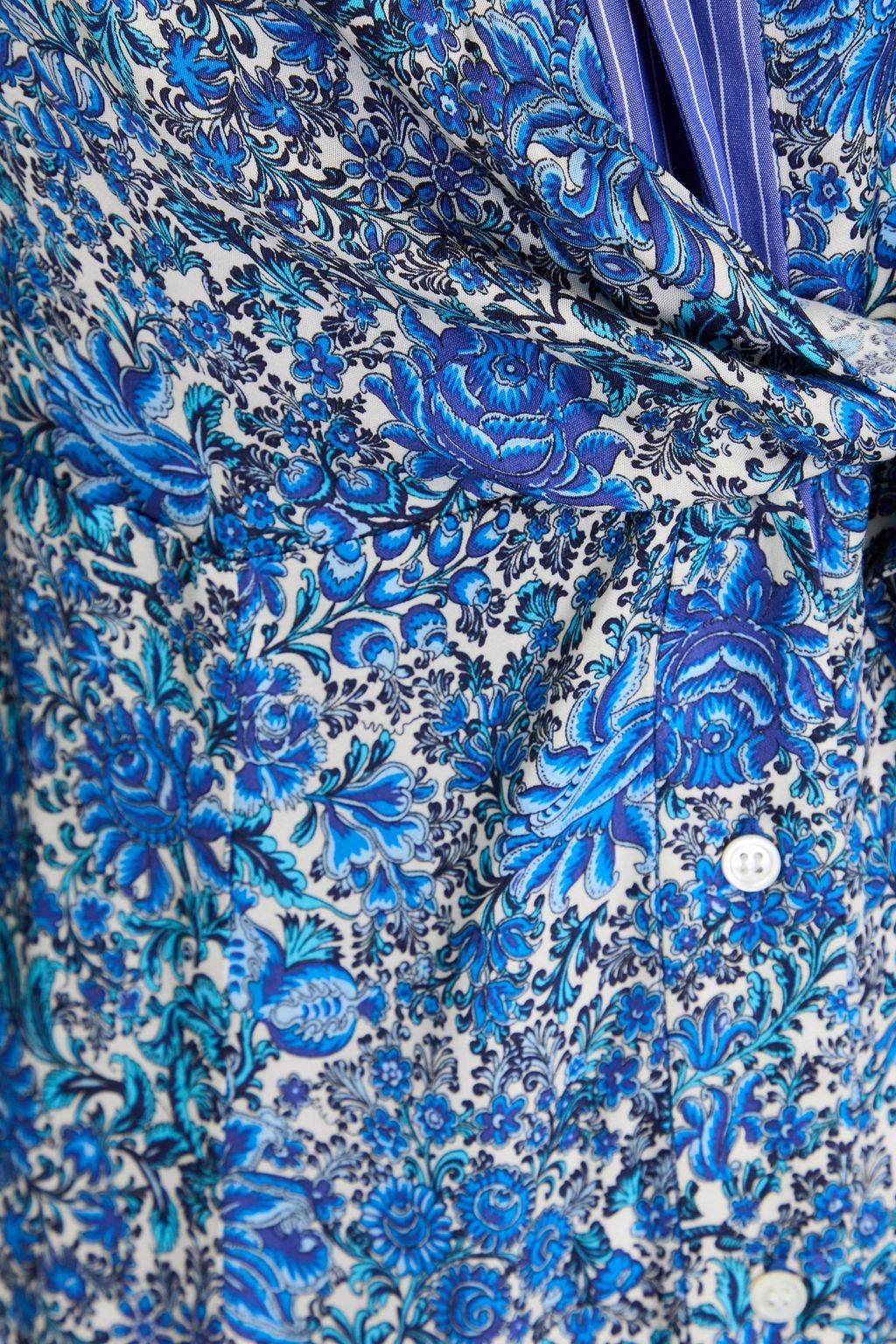 SANDRO Midikleid aus Satin mit floralem Print und Wickeleffekt