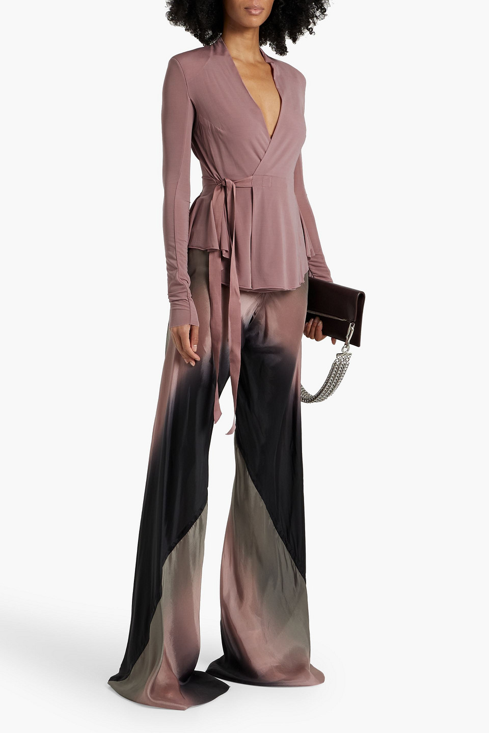 Rick Owens Hollywood Cupro-blend Wrap Jacket In Antique Rose