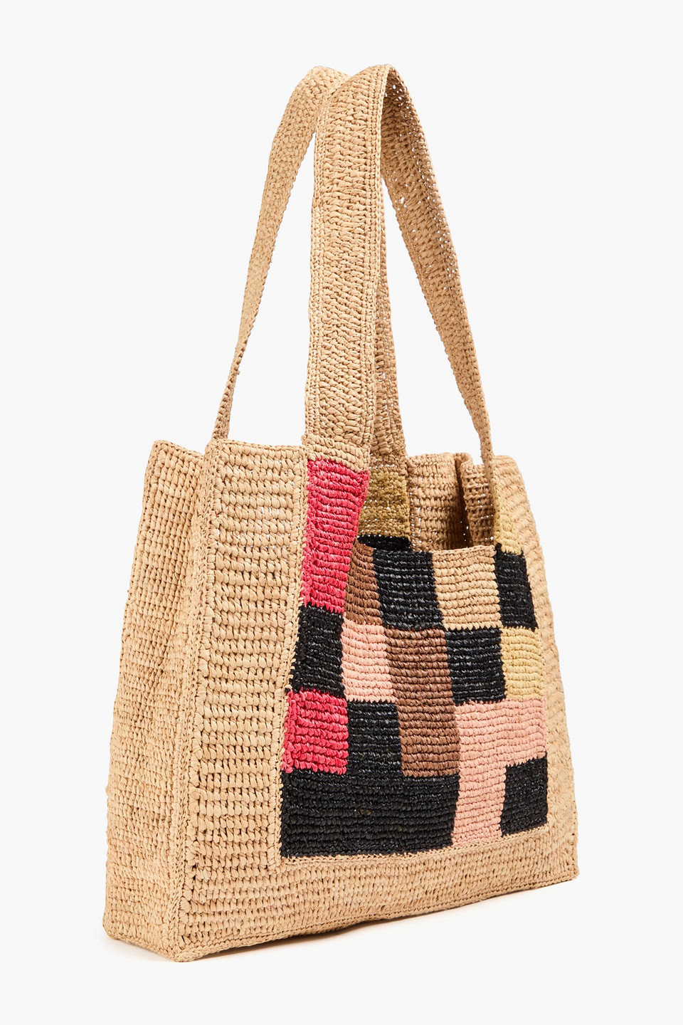 Sandro Tote Bag Aus Stroh Mit Karomuster In Bunt
