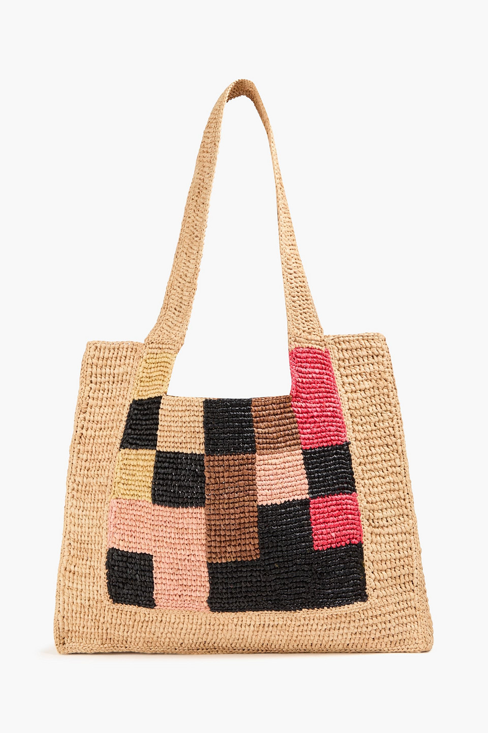 Sandro Tote Bag Aus Stroh Mit Karomuster In Bunt