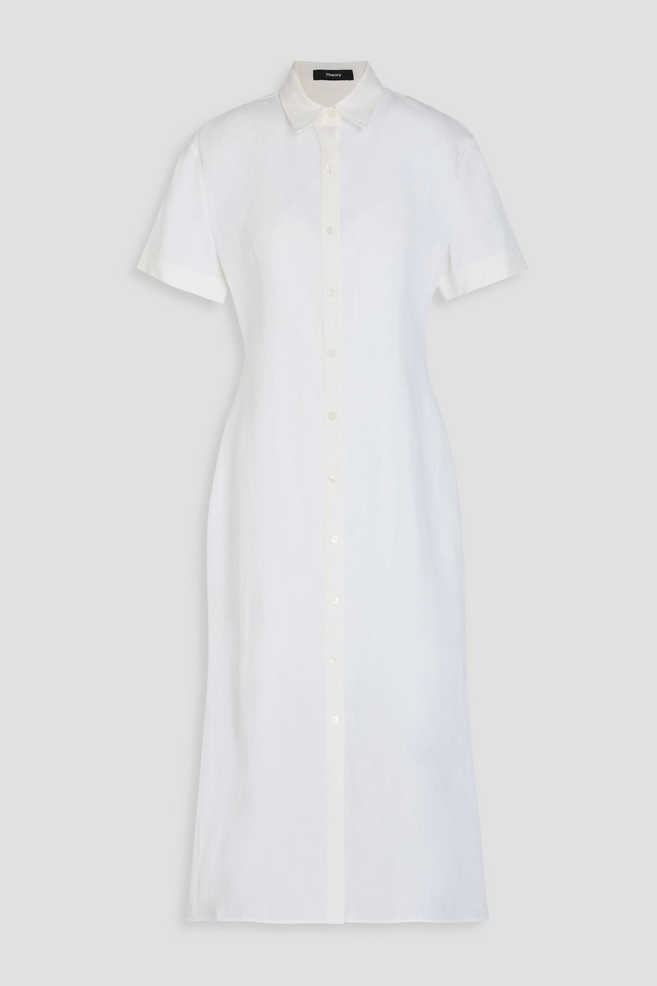 Theory Linen Midi Shirt Dress In Elfenbein
