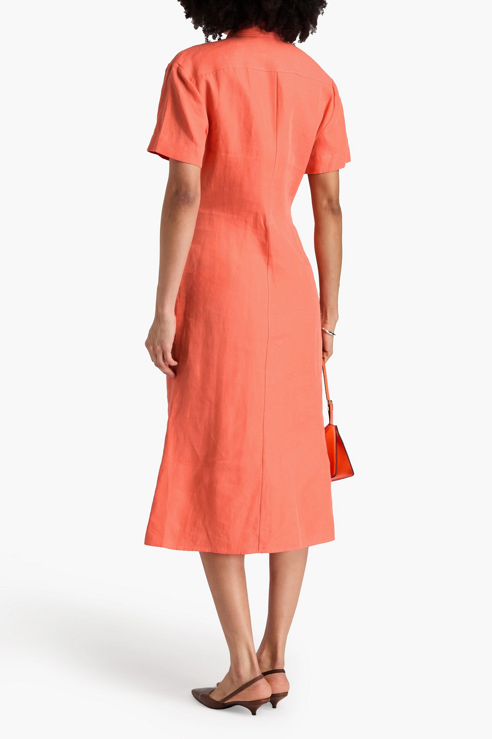 Theory Linen Midi Shirt Dress In Pfirsichfarben