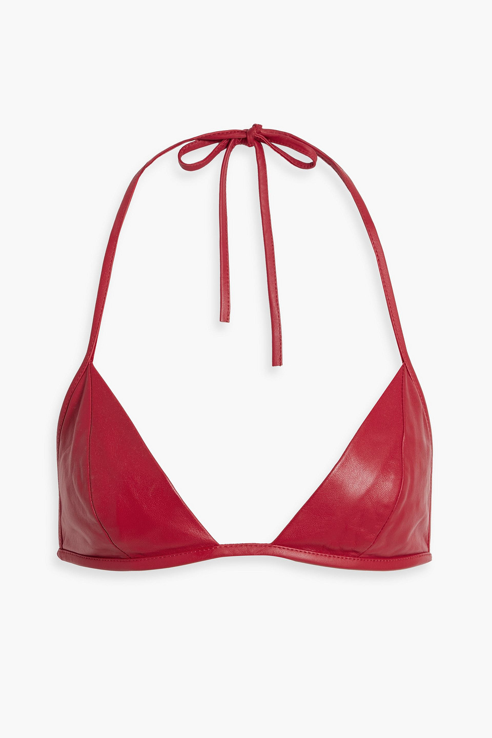 Rick Owens Halterneck Leather Bra Top In Red
