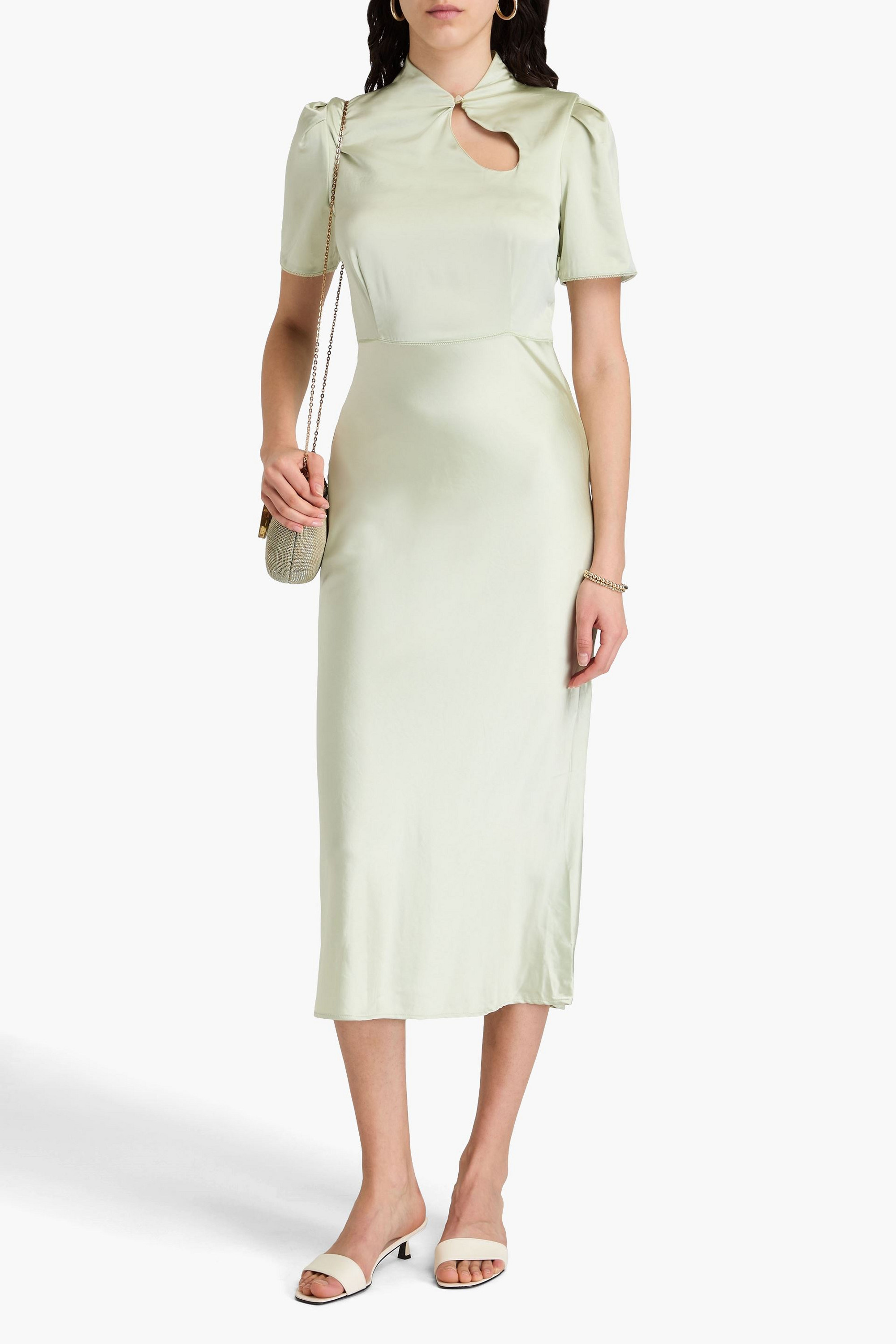 SANDRO Stretch-satin midi dress