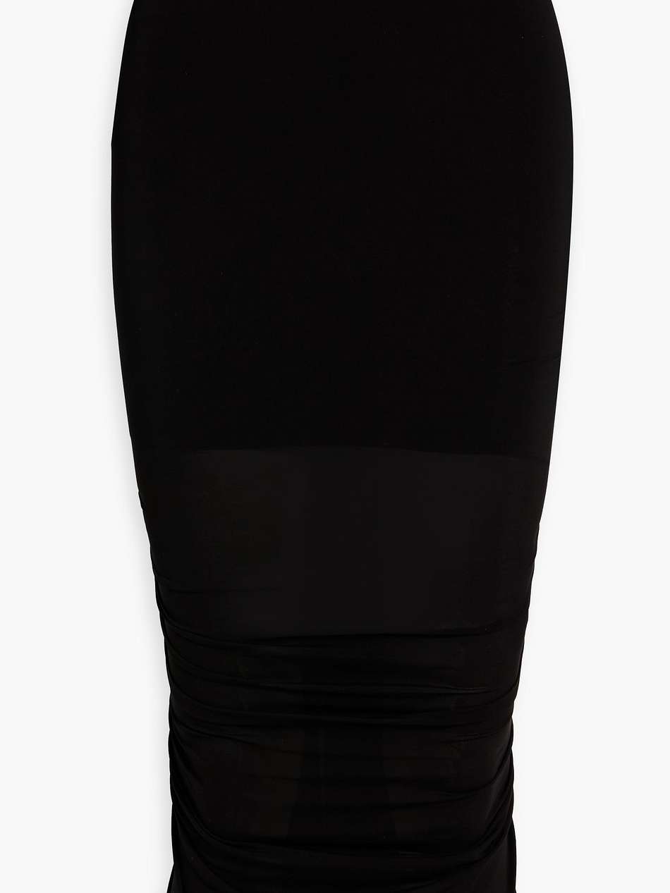 shrimp ruched cupro-blend jersey midi pencil skirt