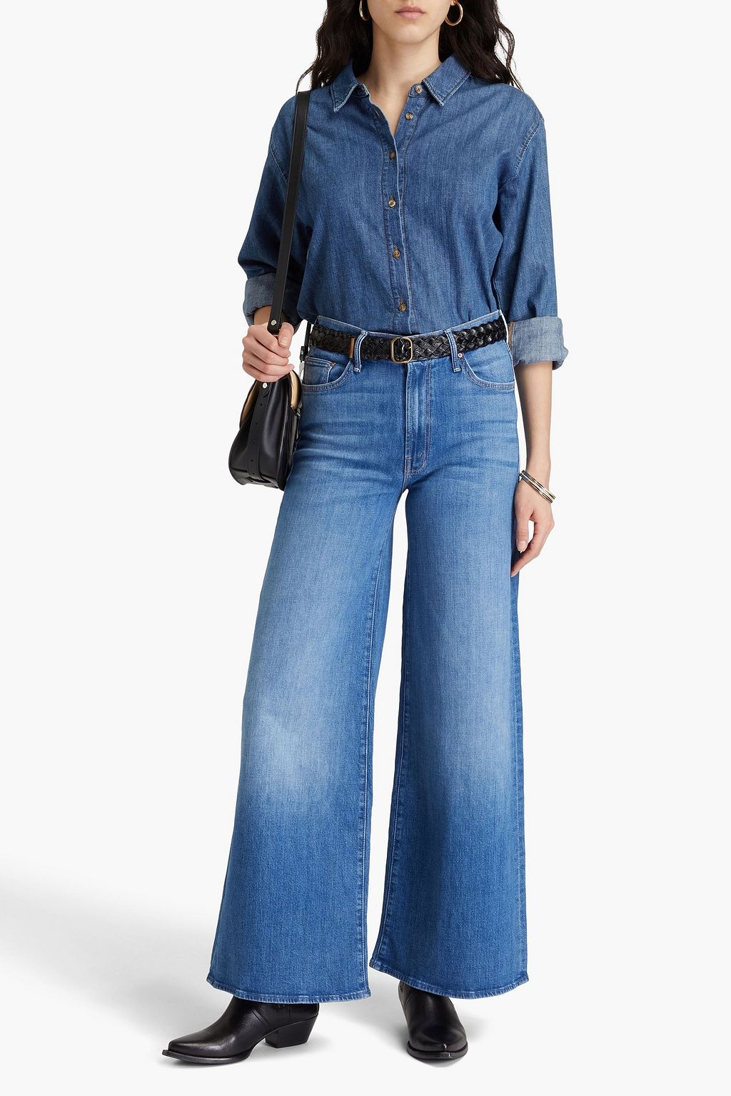 MOTHER The Undercover hoch sitzende Jeans mit weitem Bein in ausgewaschener Optik