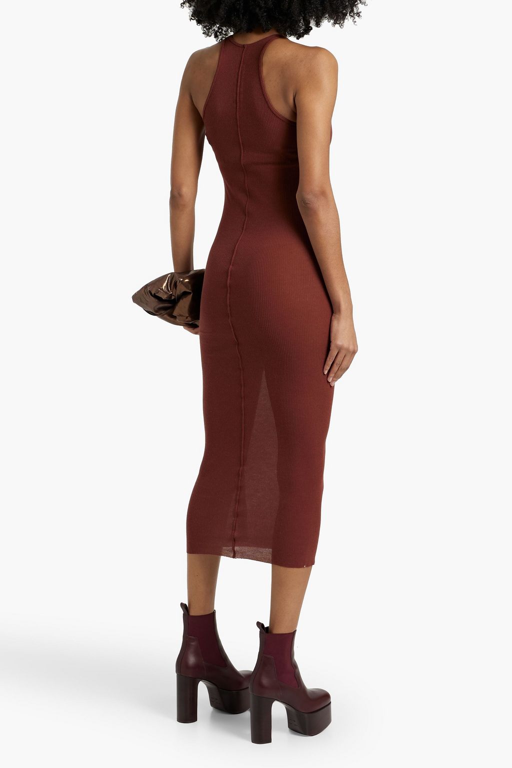 RICK OWENS Ribbed jersey midi dress