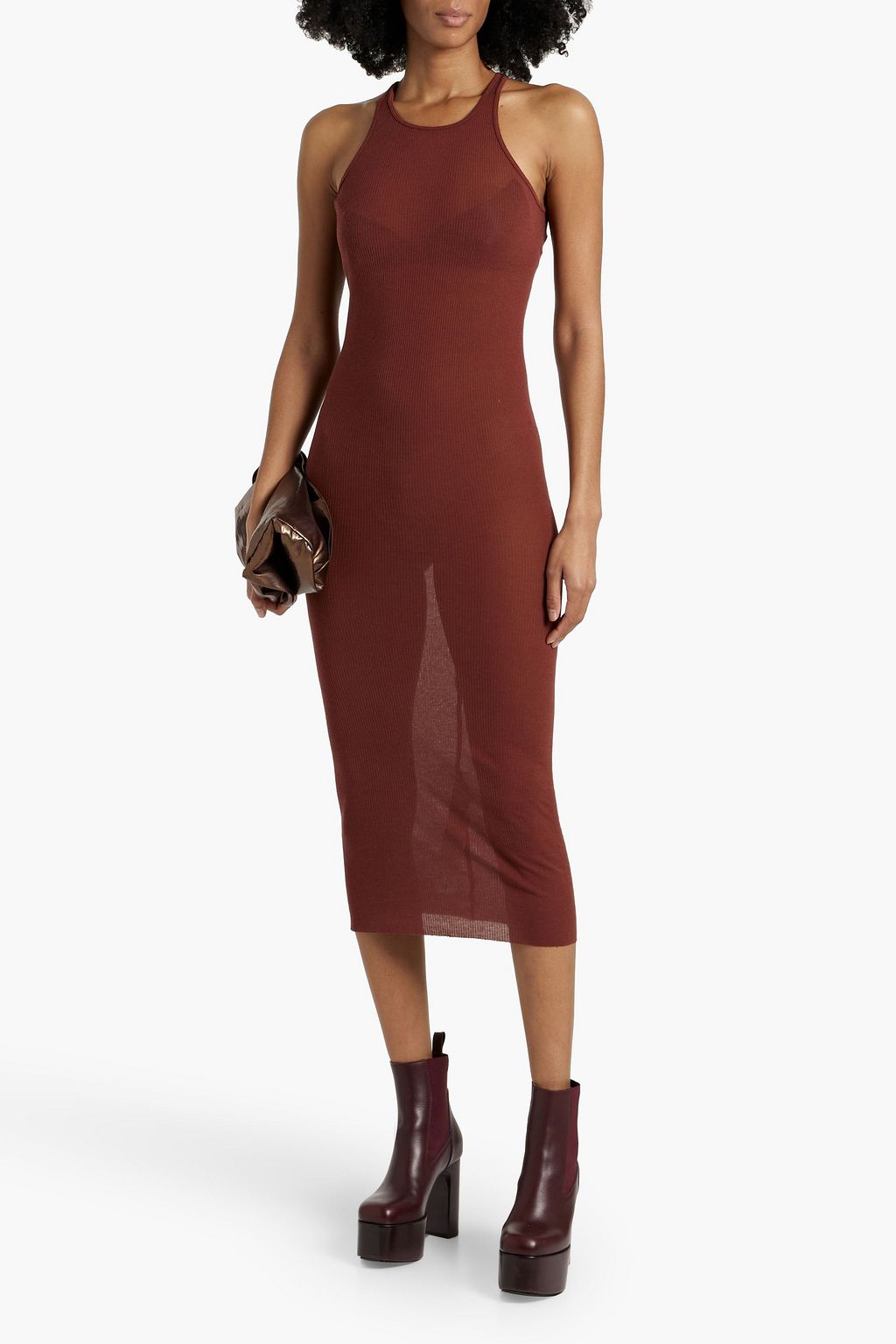 RICK OWENS Ribbed jersey midi dress
