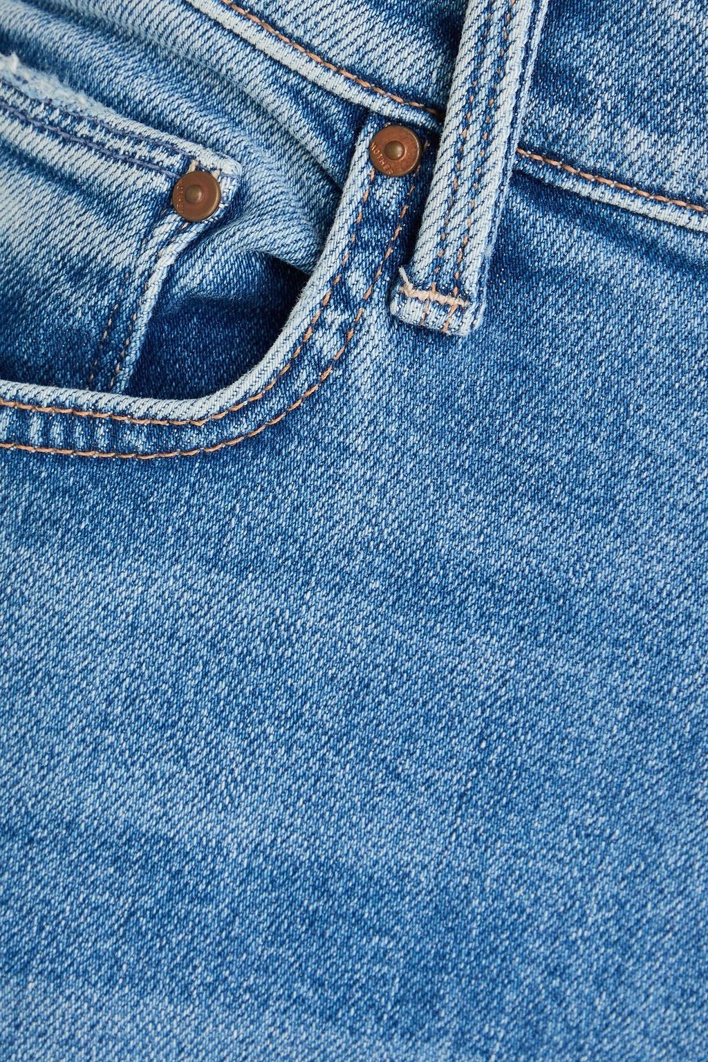 MOTHER جينز بنمط "بارتي لايك إيه بايرت" مرتفع الخصر بأرجل مستقيمة وتفاصيل ممزقة