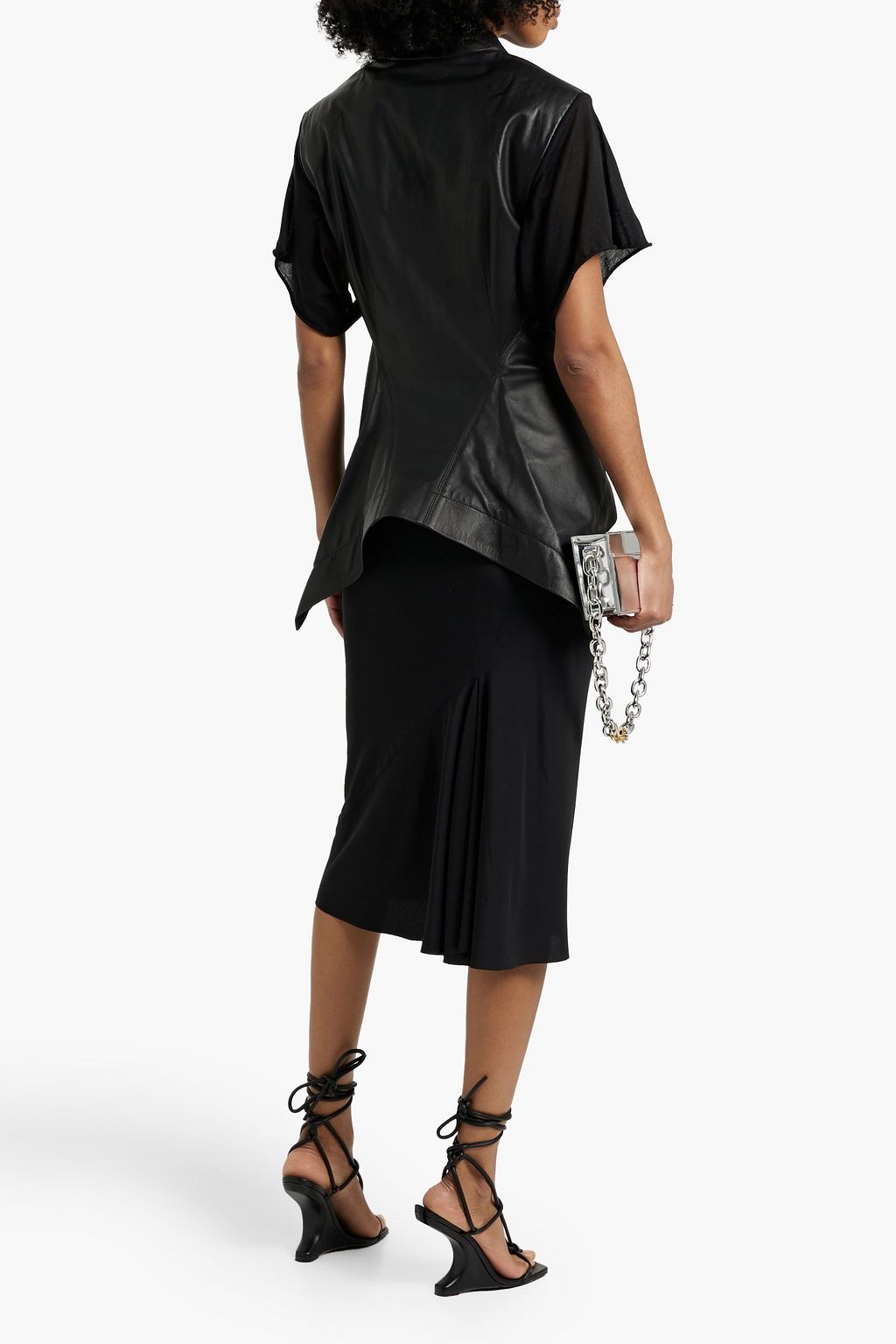 RICK OWENS Crepe de chine midi skirt
