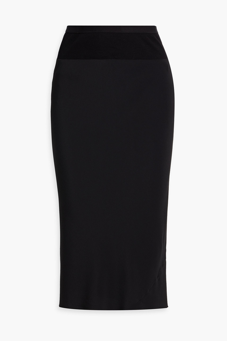 Rick Owens Crepe De Chine Midi Skirt In Black