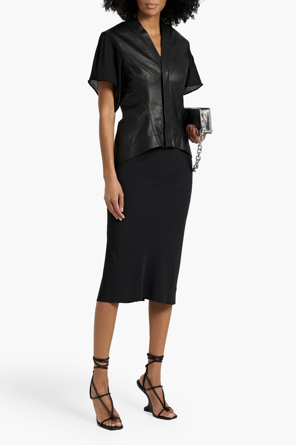 RICK OWENS Crepe de chine midi skirt