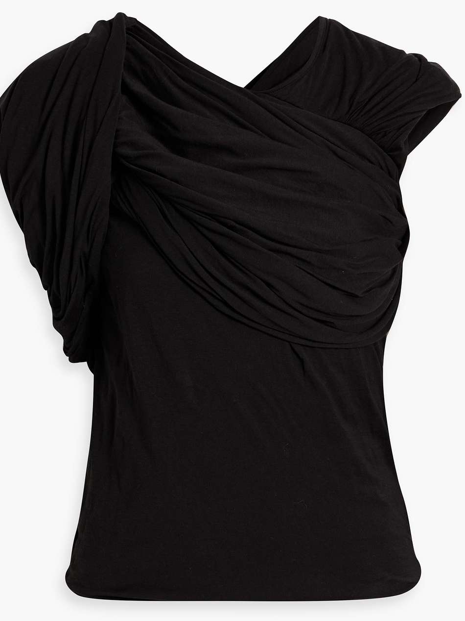 harness draped cotton-jersey top