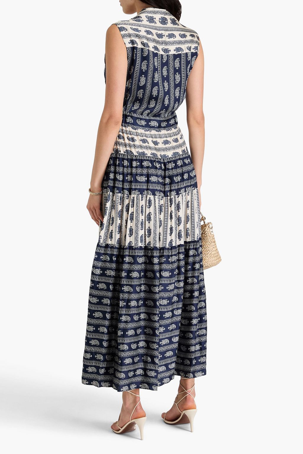 SANDRO Hemdkleid in Maxilänge aus Satin mit Paisley-Print und Cut-outs