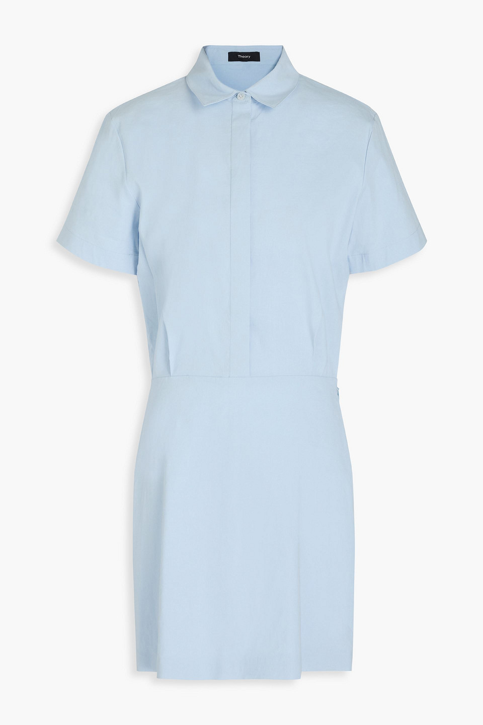 Theory Linen-blend Mini Shirt Dress In Bleu