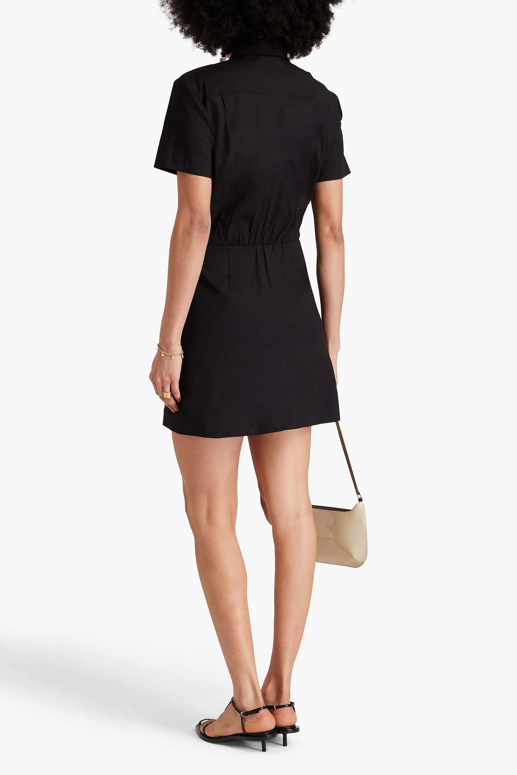 THEORY Pleated linen-blend mini shirt dress