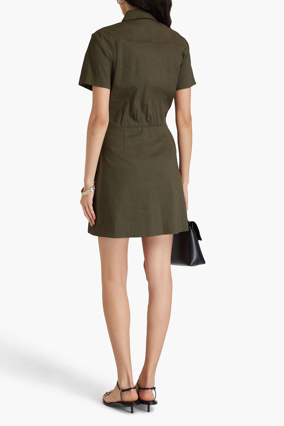 Theory Short-sleeve A-line Mini Shirtdress In Green