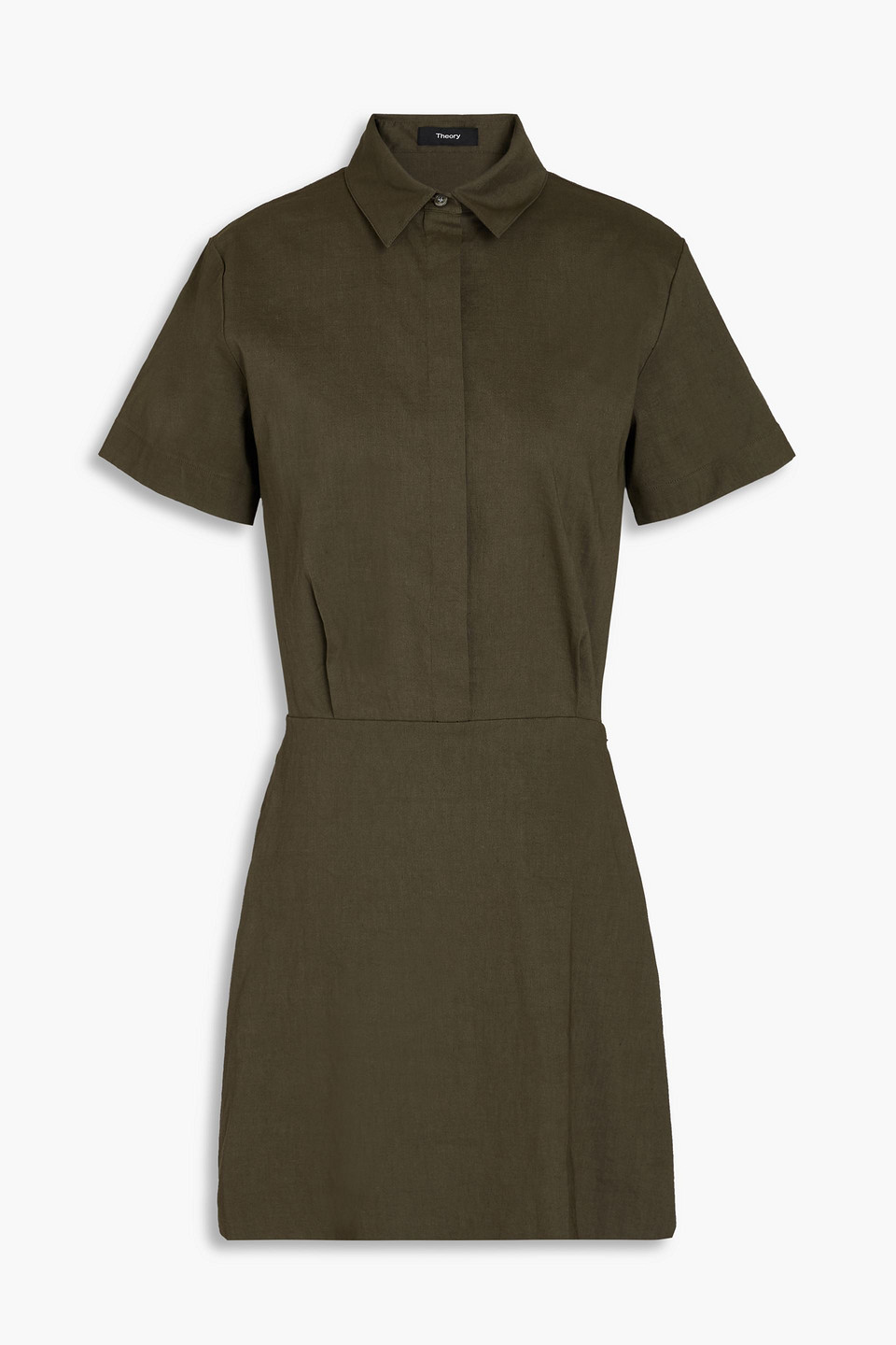 Theory Short-sleeve A-line Mini Shirtdress In Green