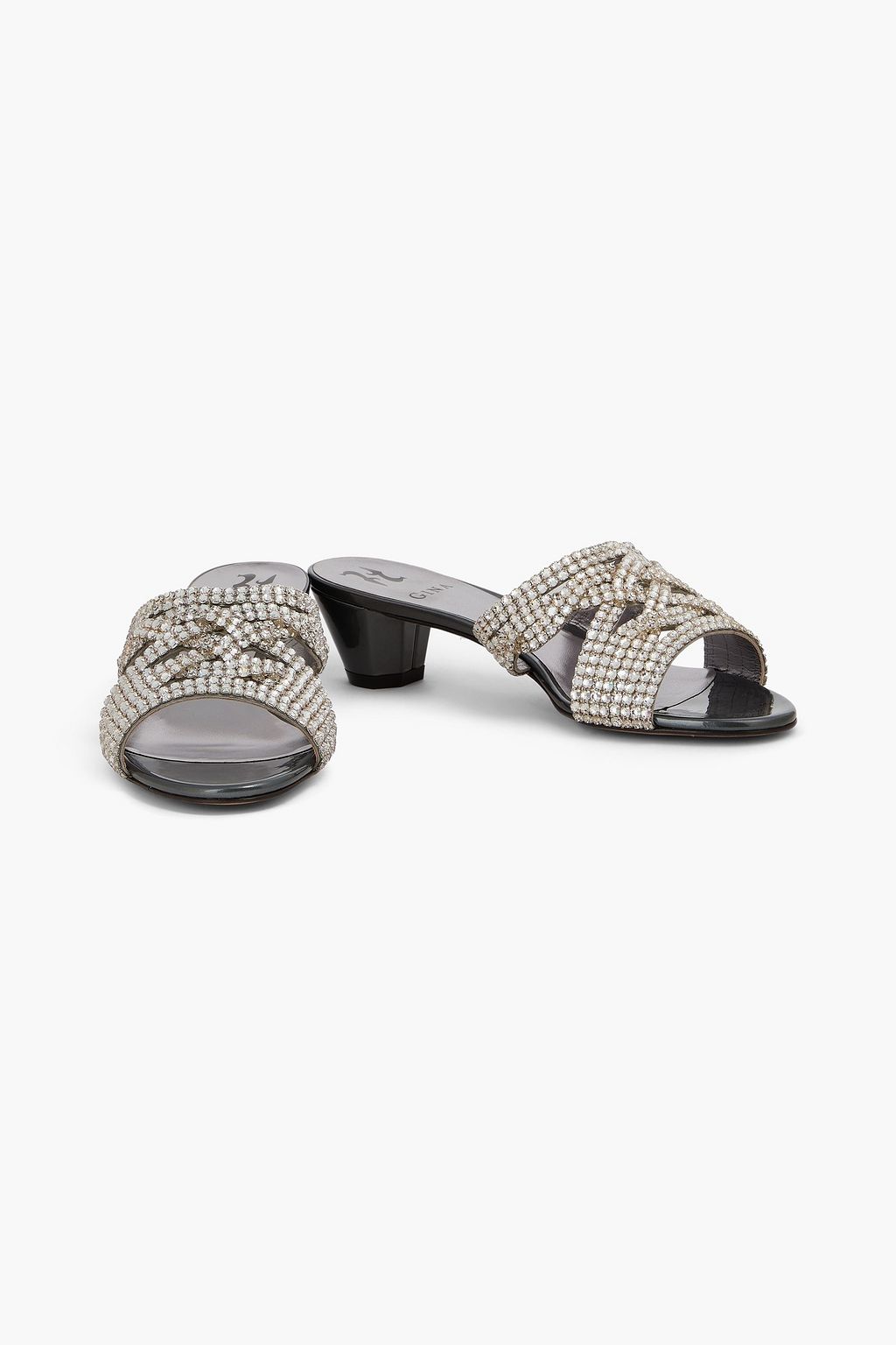 GINA Deitrich crystal-embellished leather mules