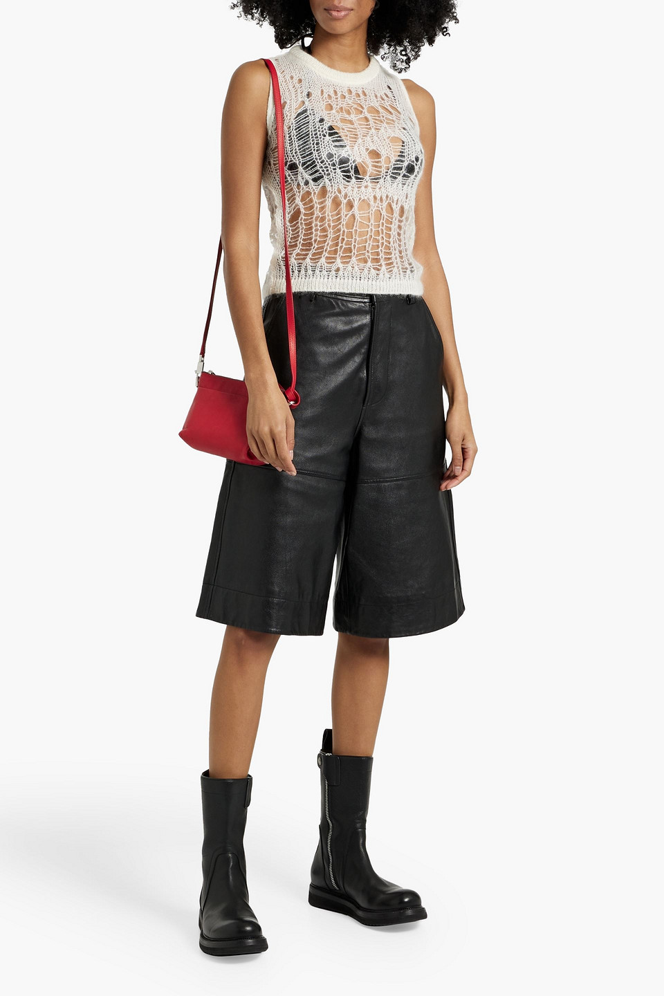Rick Owens Spider Open-knit Top In Ivory