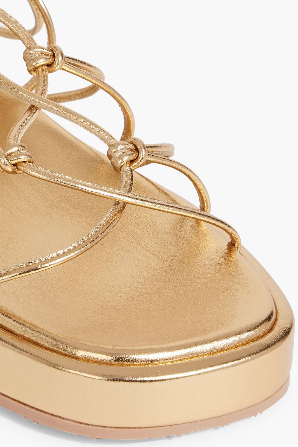 GIANVITO ROSSI Minas knotted metallic leather sandals