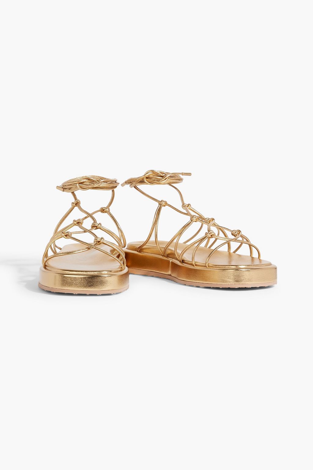 GIANVITO ROSSI Minas knotted metallic leather sandals