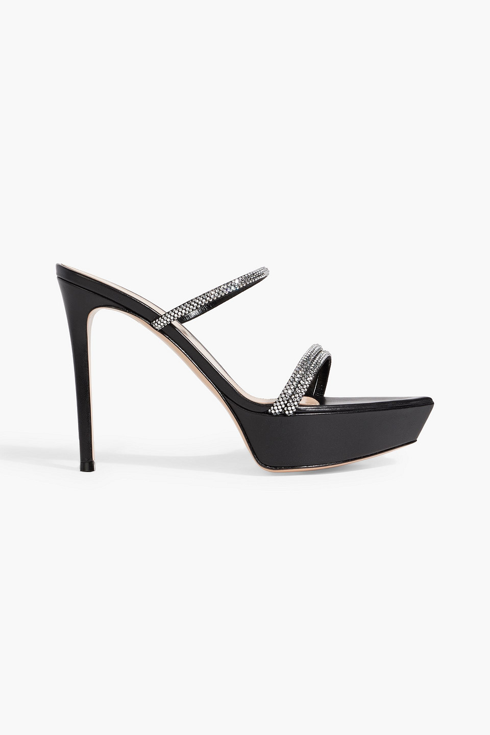Gianvito Rossi Cannes Crystal-embellished Leather Platform Sandals In Black