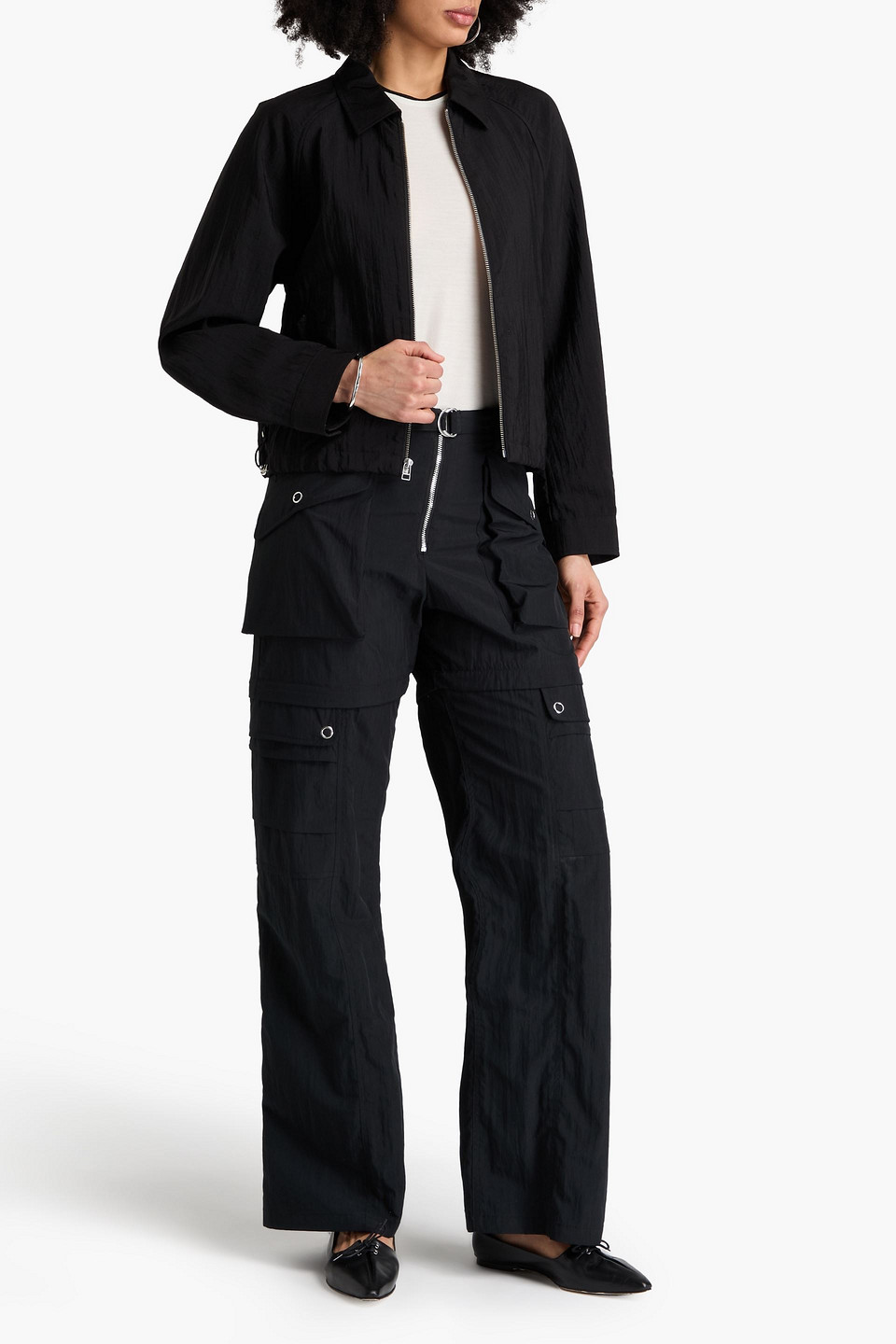  Theory - Jacke Aus Shell In Knitteroptik - Schwarz - Xs 