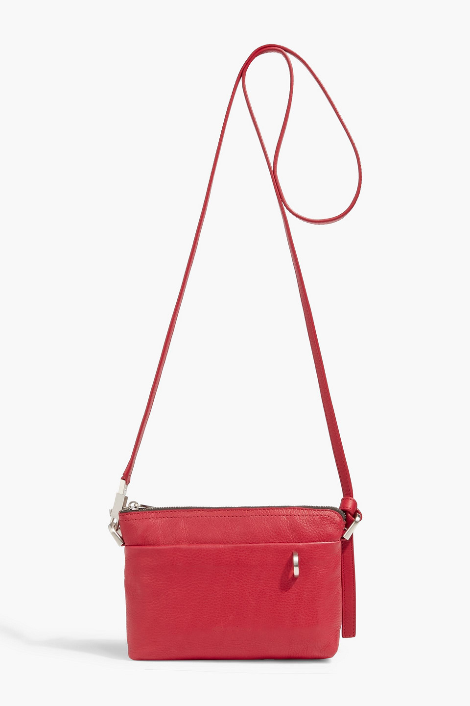 Rick Owens Adri Pebbled-leather Shoulder Bag In Red