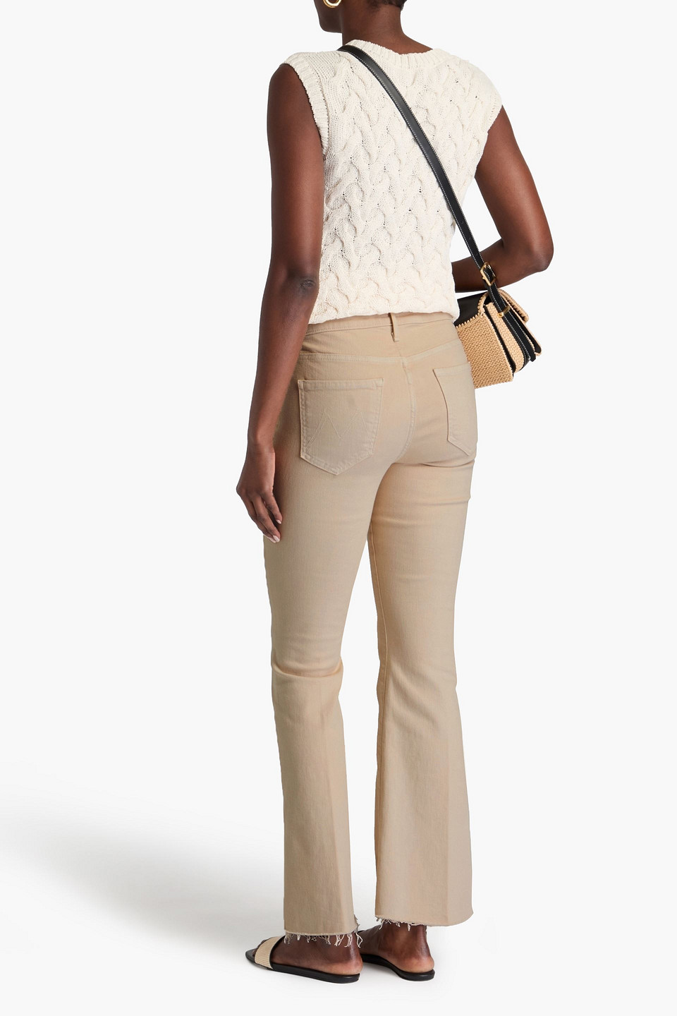 MOTHER WEEKENDER FRAYED HIGH-RISE FLARED JEANS