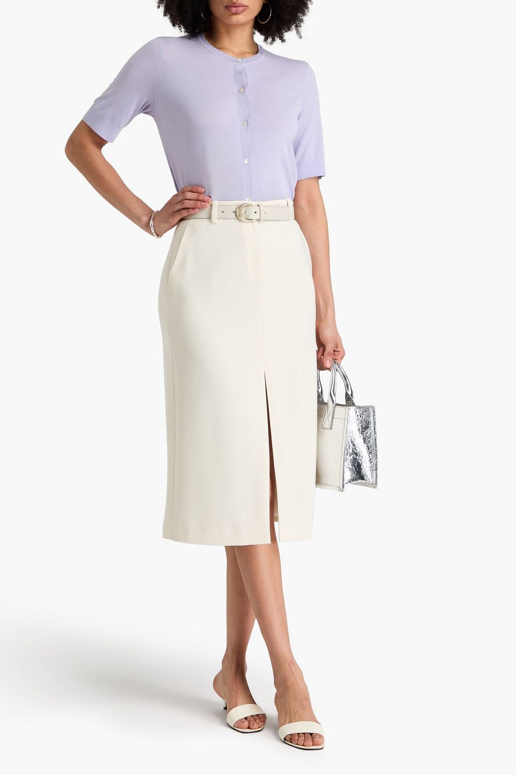 THEORY Crepe midi pencil skirt